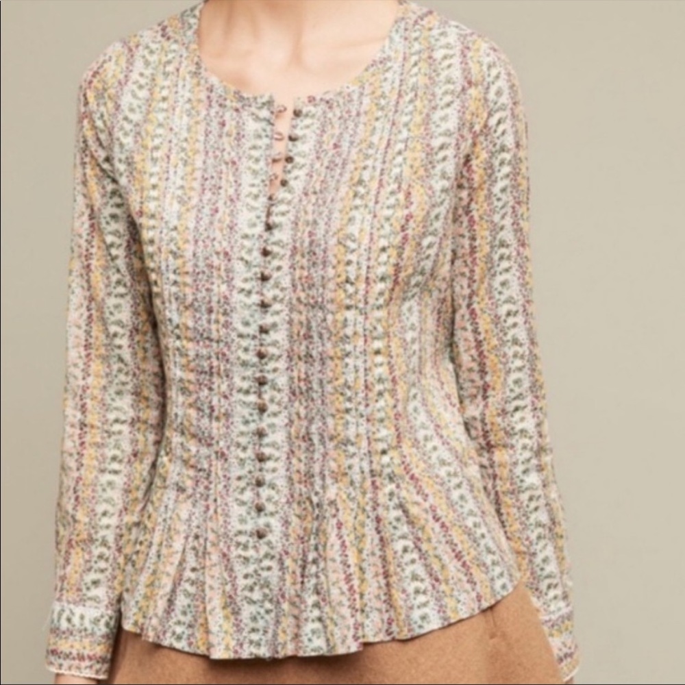 Maeve by Anthropologie Button Down Western Floral Blouse
